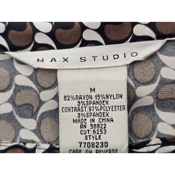 Max Studio Sweater Womens M Stretch Animal Print Black Casual Business Office - Picture 4 of 7